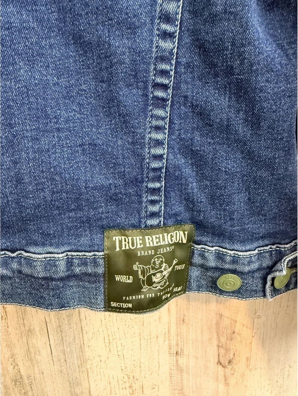 True Religion World Tour Denim Trucker Jacket Men’s L Green Hardware